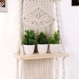 Decazone Macrame Beige Indoor Wall Hanging Shelf-picture-28