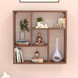 bluewud Javis Brown Wooden Basic Wall Shelf-13