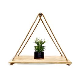 VAH Kya Bat Hai !! Pine Wood & Rope Wall Floating Shelves-4