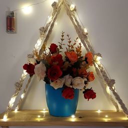 VAH Kya Bat Hai Macrame Rose Work LED Light Wall Shelf-55