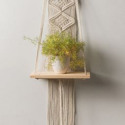 Decazone Bohemian Beige Leaf Pattern Macrame Wall Hanging Shelf image 5