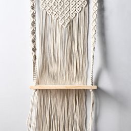 Decazone Beige Floating Boho Macrame Wall Hanging Shelf image 4