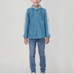 Gini and Jony Boys Striped Hooded Denim Shirt-image-97