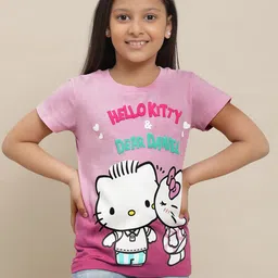 Kids Ville Graphic Hello Kitty Printed Pure Cotton T-Shirt-image-76