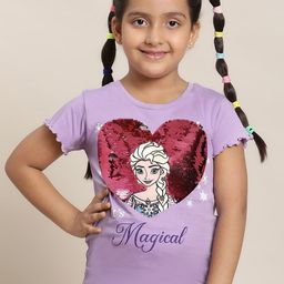 Kids Ville Frozen Girls Printed Pure Cotton T-Shirt-image-23