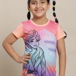 Kids Ville Frozen Girls Printed Pure Cotton T-Shirt-image-25