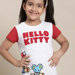 Kids Ville Girls Hello Kitty Printed Pure Cotton T-Shirt-image-47