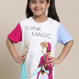 Kids Ville Girls Frozen Printed Pure Cotton T-Shirt-image-95