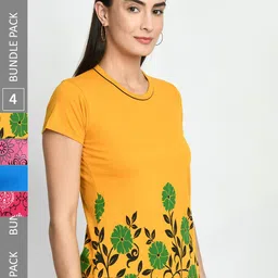 IndiWeaves Pack Of 4 Printed Pure Cotton T-Shirt-image-25