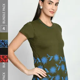 IndiWeaves Pack Of 4 Printed Pure Cotton T-Shirt-image-73