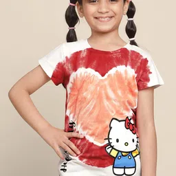 Kids Ville Girls Hello Kitty Printed Pure Cotton T-Shirt-image-20