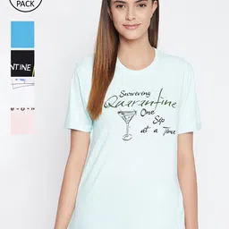 Clovia Women Pack Of 5 Assorted Lounge T-Shirts-image-31