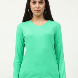 Fleximaa Women Green V-Neck T-shirt-image-95