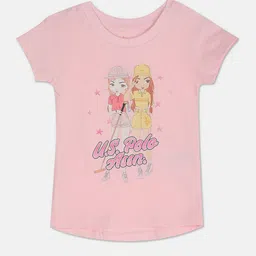 U.S. Polo Assn. Kids Girls Graphic Printed Pure Cotton T-shirt-picture-41