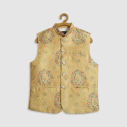 CAVIO Boys Ethnic Motif Printed Pure Cotton Nehru Jacket With Shirt-52