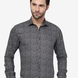 JB STUDIO Slim Fit Abstract Printed Pure Cotton Formal Shirt-image-96