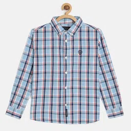 METRO KIDS COMPANY Boys Blue & White Regular Fit Checked Casual Shirt-image-81