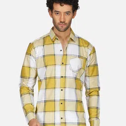 BASE 41 Tartan Checks Slim Fit Cotton Casual Shirt-image-39