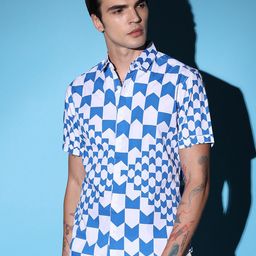 The Indian Garage Co Slim Fit Geometric Printed Pure Cotton Casual Shirt-image-73