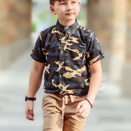 Cherry Crumble Boys Multicolor Camouflage Camo Shirt-image-94