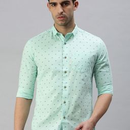 SHOWOFF Men Sea Green Comfort Slim Fit Printed Casual Shirt-image-38