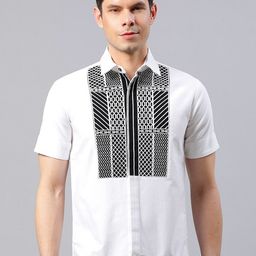 HOUSE OF S Men Straight Slim Fit Yoke Embroidered Cotton Casual Shirt-image-85