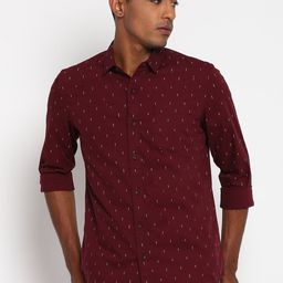 Lee Men Maroon Classic Slim Fit Printed Casual Shirt-image-24