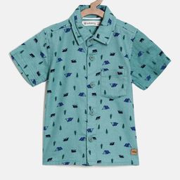 Nuberry Boys Sea Green Slim Fit Printed Cotton Casual Shirt-picture-28