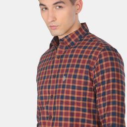 u.s. polo assn. U S Polo Assn Men Maroon, Brown and Navy Checked Casual Shirt-picture-30