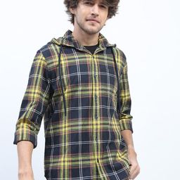 HIGHLANDER Men Navy Blue Slim Fit Tartan Checks Checked Casual Shirt-image-27
