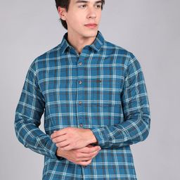 Urbano Fashion Slim Fit Tartan Checks Checked Cotton Casual Shirt-image-90