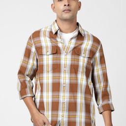 Lee Men Tartan Checked Casual Cotton Shirt-image-76