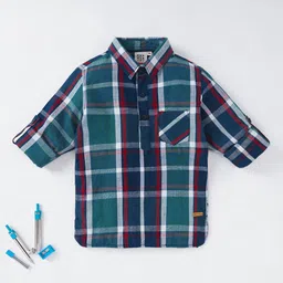 Ed-a-Mamma Boys Multicoloured Tartan Checks Checked Casual Shirt-image-98