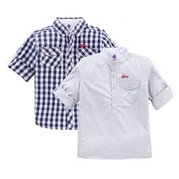TONYBOY Boys Navy Blue Classic Gingham Checks Checked Casual Shirt-image-13