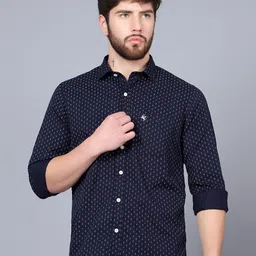 Cantabil Micro Ditsy Printed Cotton Casual Shirt-image-8