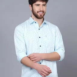 Cantabil Micro Ditsy Printed Cotton Casual Shirt-image-5