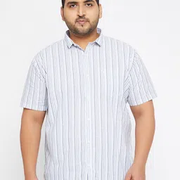 SHOWOFF Plus Men Opaque Striped Casual Shirt-image-35
