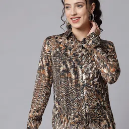 Beatnik Women Animal Printed Chiffon Casual Shirt-picture-39