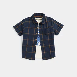 mothercare Infant Boys Checked Casual Shirt With T-shirt-15