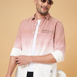 People White & Mauve Slim Fit Faded Casual Cotton Shirt-picture-33