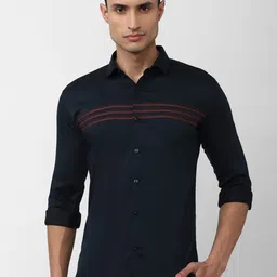V Dot Men Slim Fit Horizontal Stripes Formal Shirt-image-55