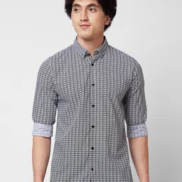 SPYKAR Geometric Printed Spread Collar Cotton Casual Shirt-picture-22
