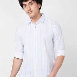 SPYKAR Striped Spread Collar Long Sleeves Cotton Casual Shirt-image-7