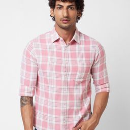 SPYKAR Spread Collar Long Sleeves Cotton Checked Casual Shirt-image-74