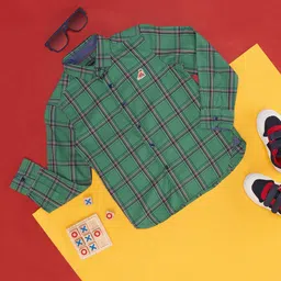 Pantaloons Junior Boys Tartan Checks Opaque Cotton Casual Shirt-image-41