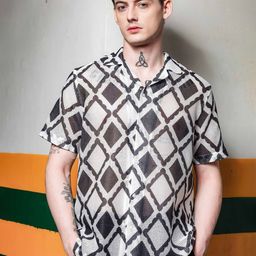 House of Koala Unisex Classic Self Design Cuban Collar Casual Shirt-image-15