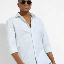 Campus Sutra Classic Vertical Striped Cotton Shirt-image-51