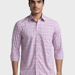 ColorPlus Tailored Fit Grid Tattersall Checked Cotton Casual Shirt-image-48