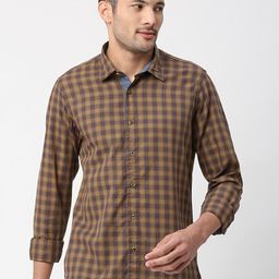 SNX Men Tailored Fit Checked Cotton Casual Shirt-image-61