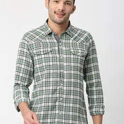 SNX Tailored Fit Opaque Checked Cotton Casual Shirt-image-59